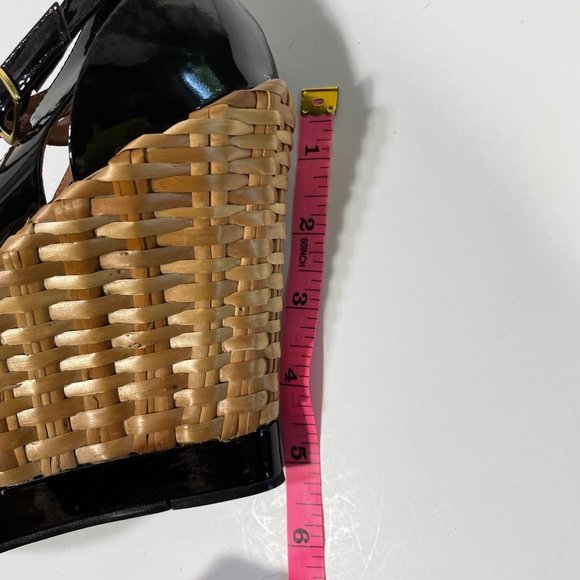 MaxAzria Ma-Dades wedge black patent bamboo sandal - Picture 11 of 11